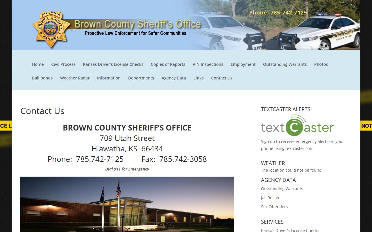 Brown County arrest records sheriff contact page