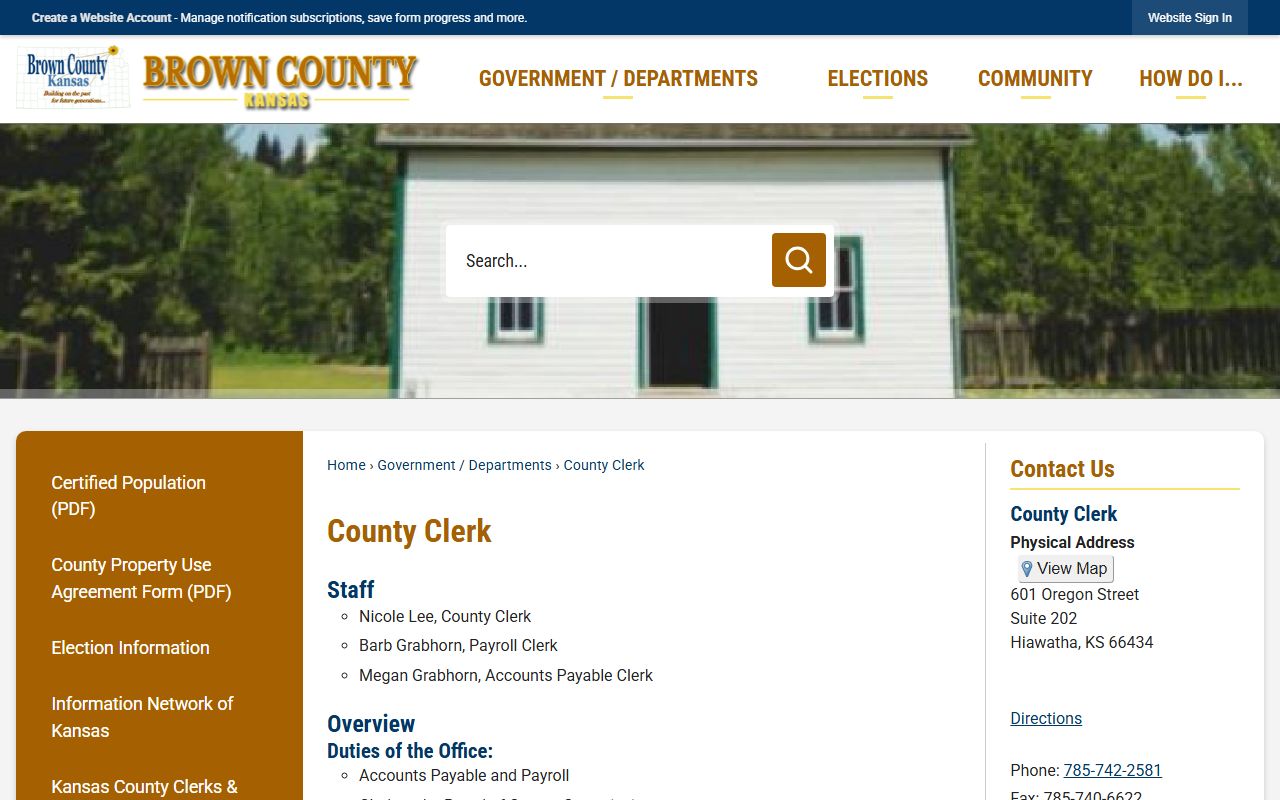Brown County clerk records county clerk page