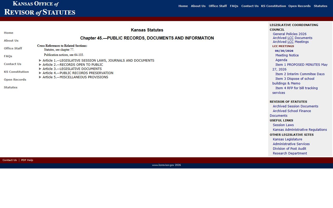 Brown County court records Kansas Open Records Act page