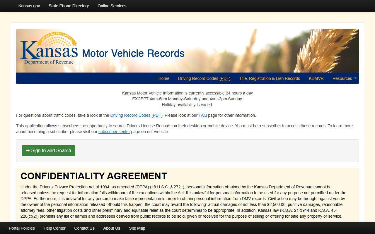 Kansas motor vehicle records portal