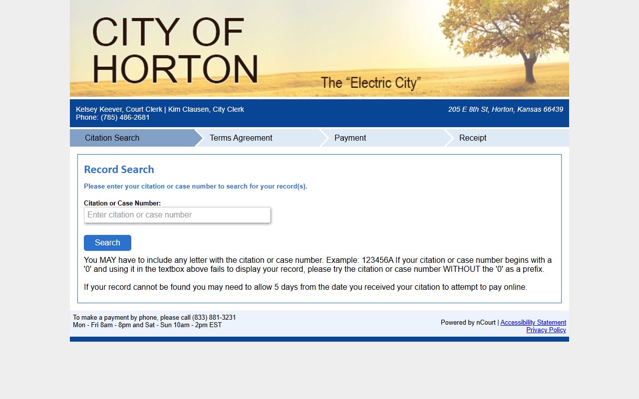 Horton Municipal Court nCourt citation lookup