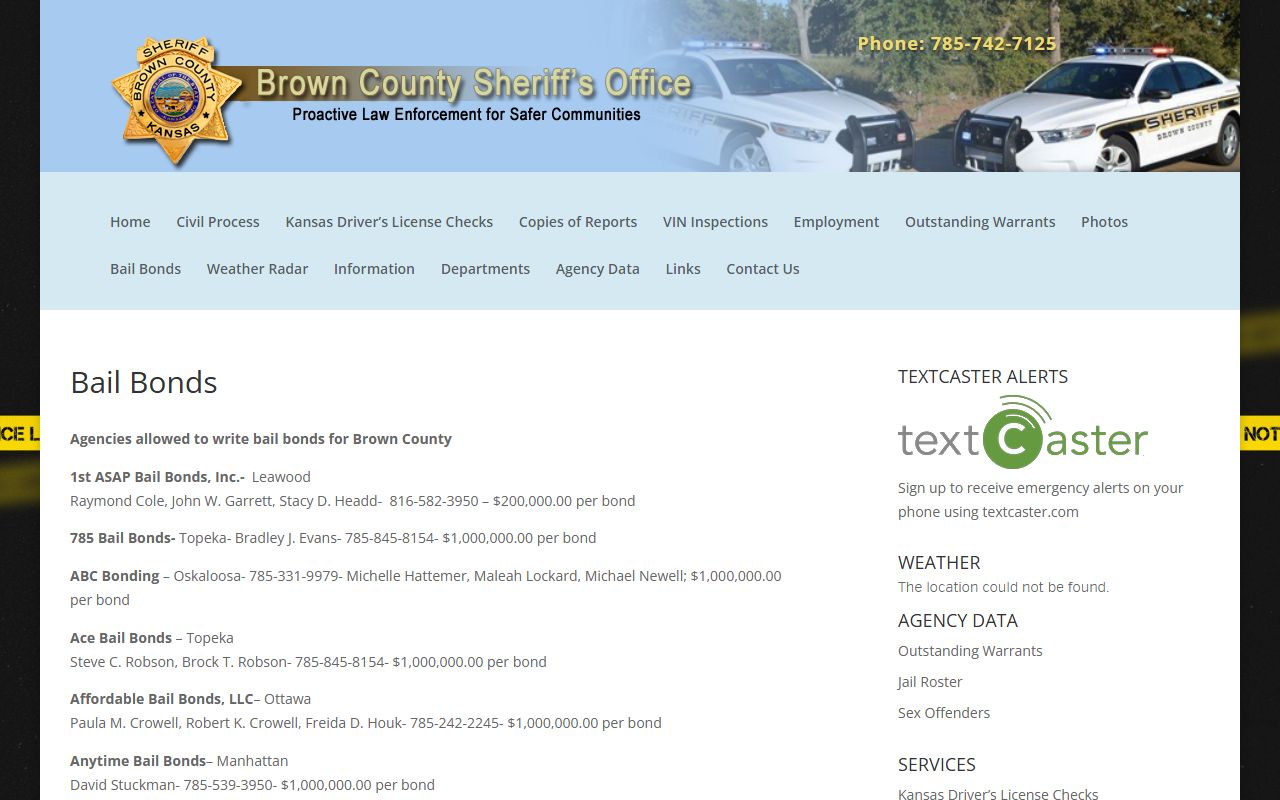 Brown County approved bail bond agencies page